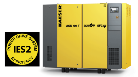 ASD series rotary screw compressor with synchronous reluctance motor is classified in the IES2 standard.