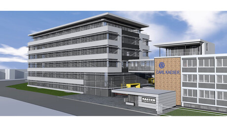 Cross-sectional computer animation of the new administration building at Kaeser Kompressoren