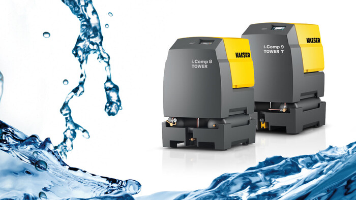 i.Comp 8 Tower and i.Comp Tower 9 T reciprocating compressors.