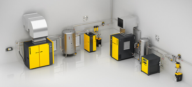 Compressed air station with compact DN C series high pressure booster from Kaeser Kompressoren.