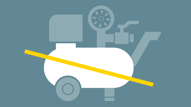 אין צורך במיכל אוויר דחוס.