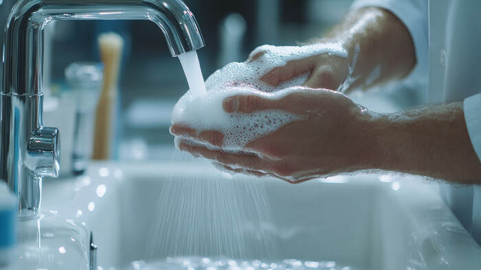 מים חמים לשטיפת ידיים מופקים באמצעות מחזור חום המדחס.